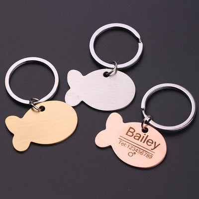 Personalized Cat Dog Pet ID Tag Keychain Engraved Pet ID Name for Cat Puppy Dog Collar Tag Pendant Keyring Bone Pet Accessories