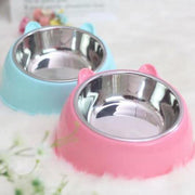 Double Bowl Stainless Steel Dog Bowl Overturning Prevention Dog Bowl Cartoon Drinking Water Feeder Cat Food Bowl